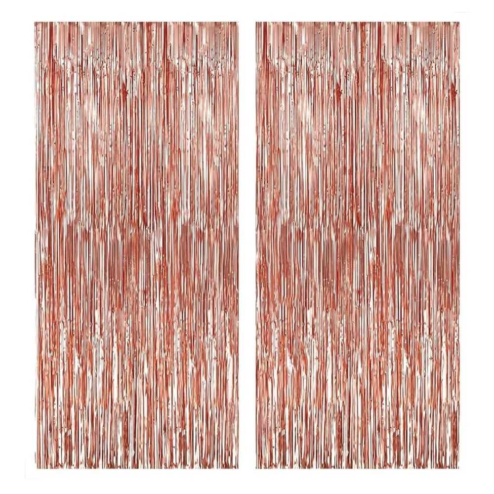 NWT Rose Gold Metallic Fringe Backdrop Party Birthday Curtains
